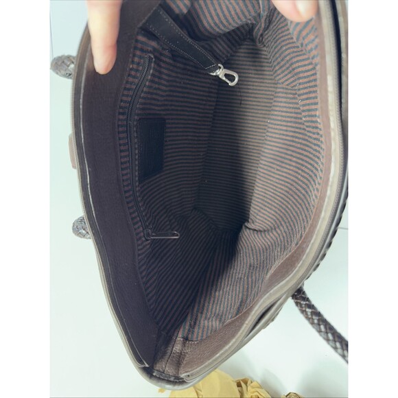 Brighton Brown Pebbled Leather Shoulder Bag w/2 Braided Handles Heart Closure - Picture 12 of 13